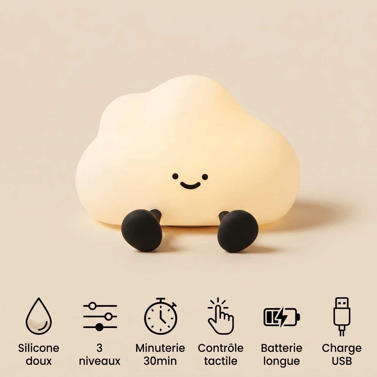 Veilleuse nuage enfant tactile rechargeable LED Les Petites Loupiotes