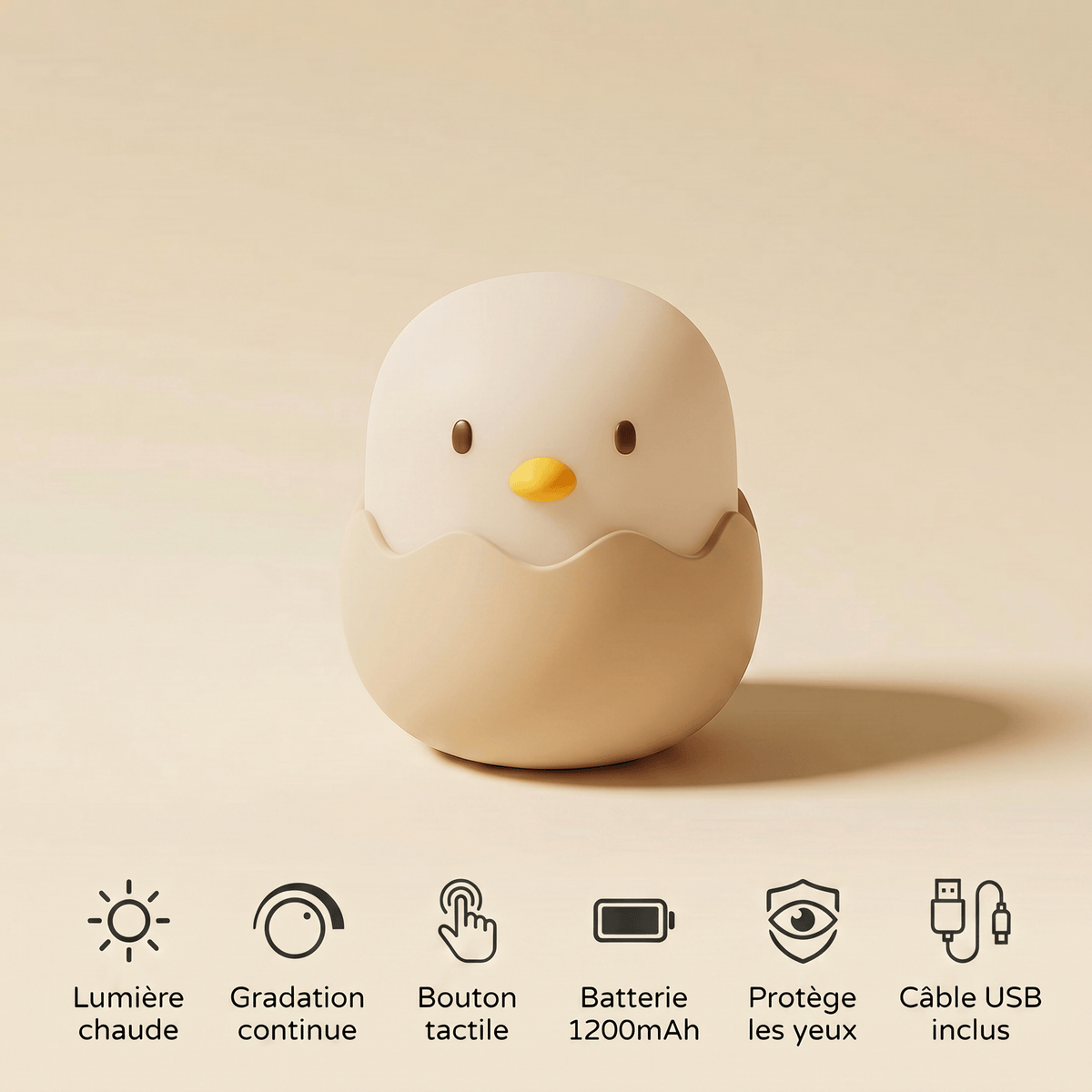 Veilleuse œuf poussin rechargeable Les Petites Loupiotes