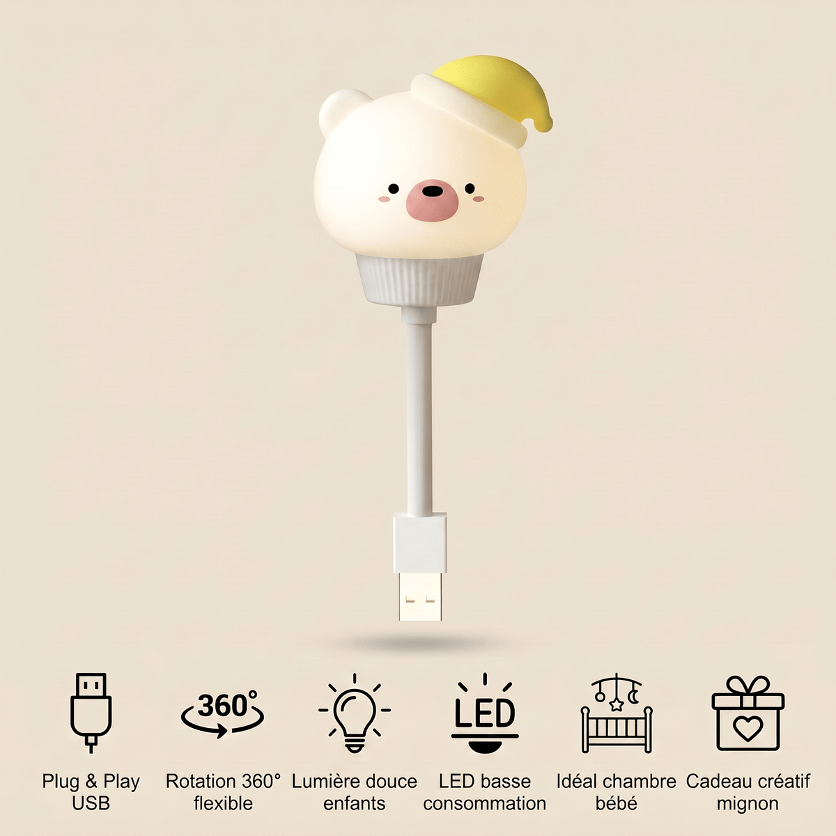 Veilleuse ours USB rechargeable LED Les Petites Loupiotes