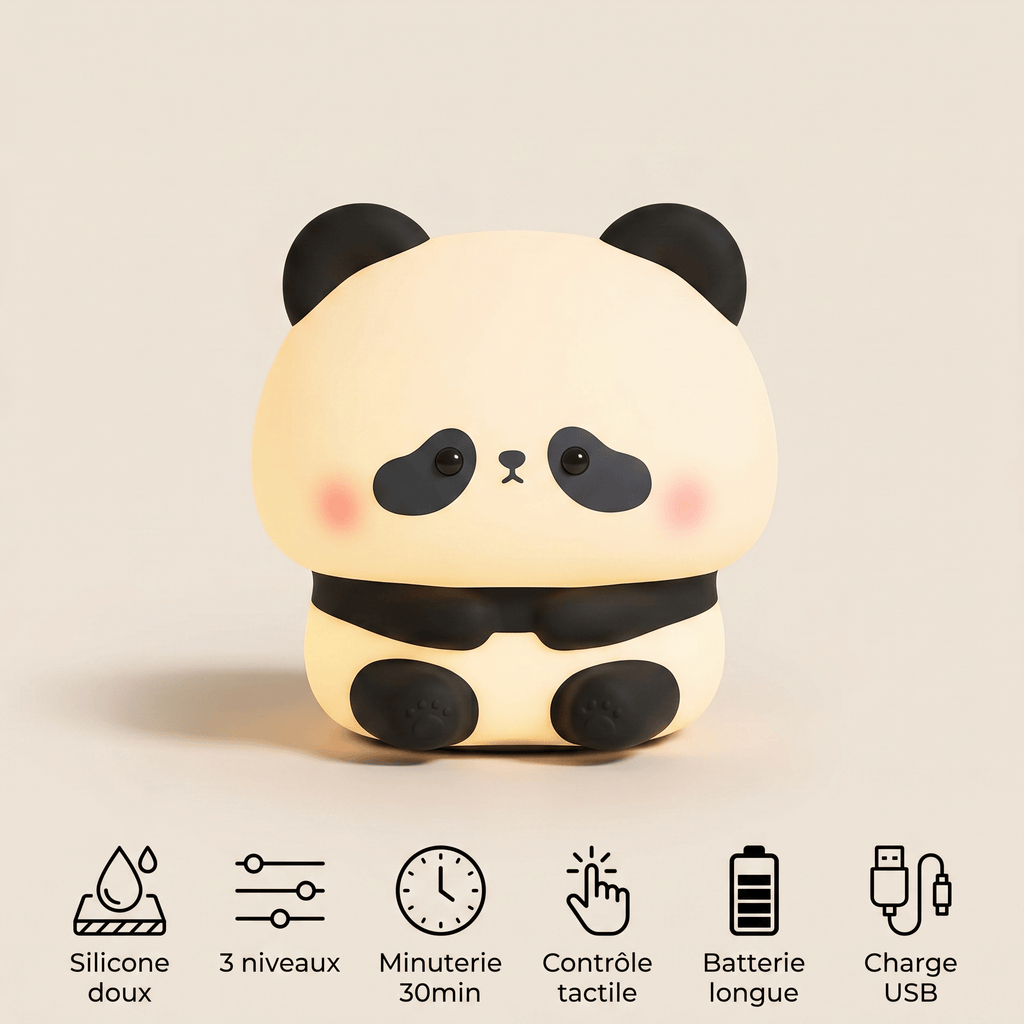 Veilleuse panda LED en silicone rechargeable Les Petites Loupiotes