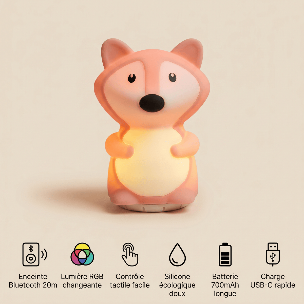 Veilleuse renard bébé rechargeable LED Les Petites Loupiotes