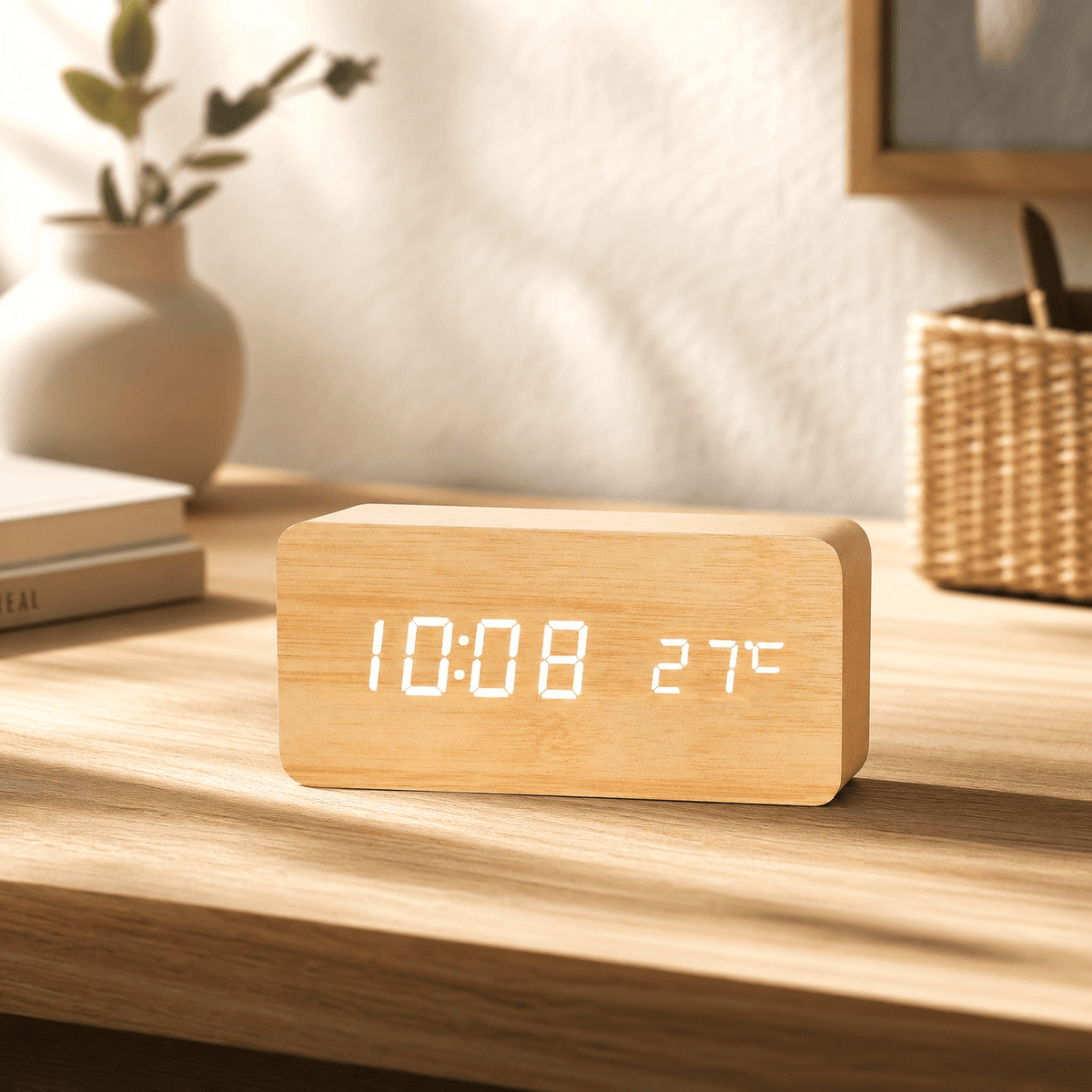 Veilleuse réveil bois rechargeable Les Petites Loupiotes