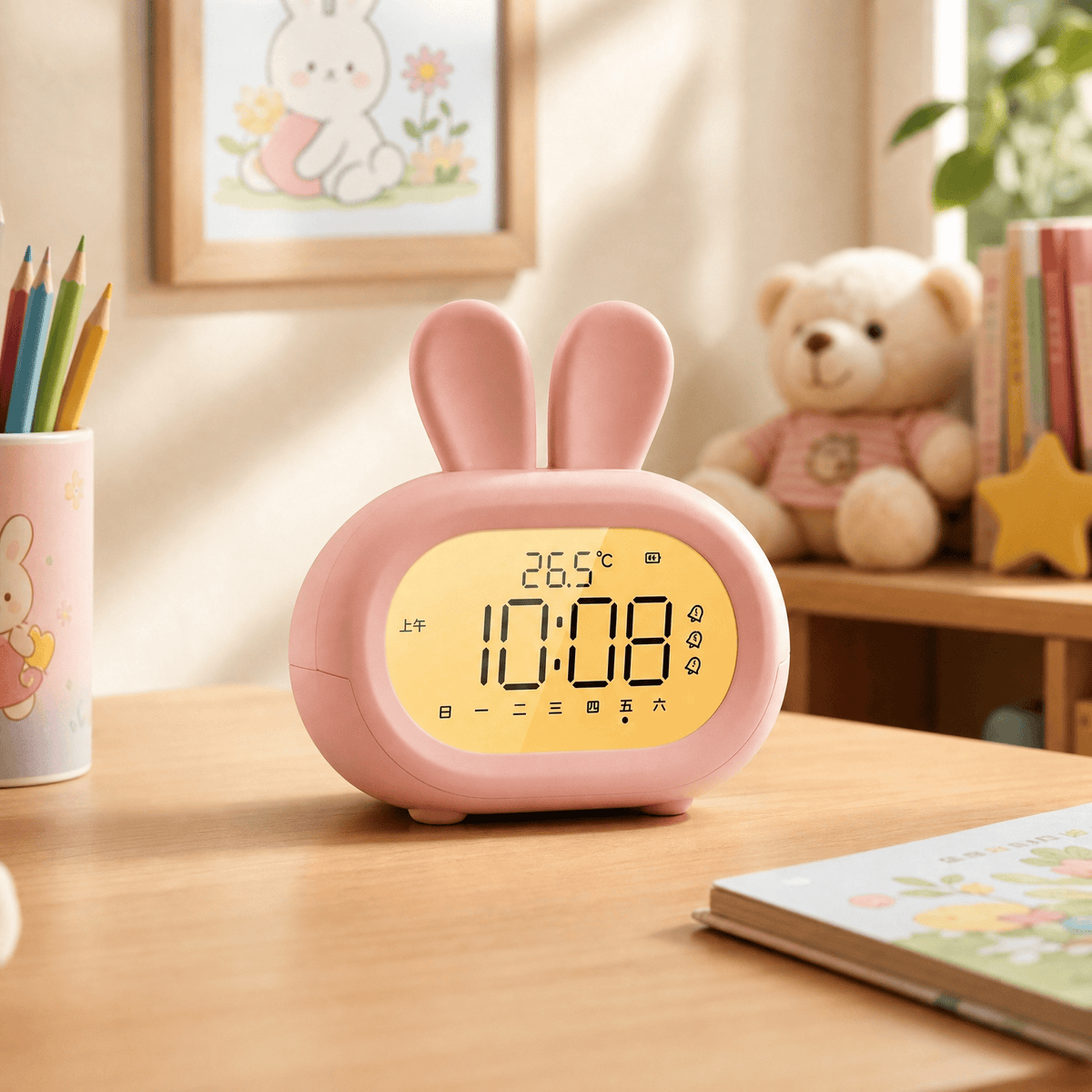 Veilleuse réveil enfant lapin rechargeable Les Petites Loupiotes