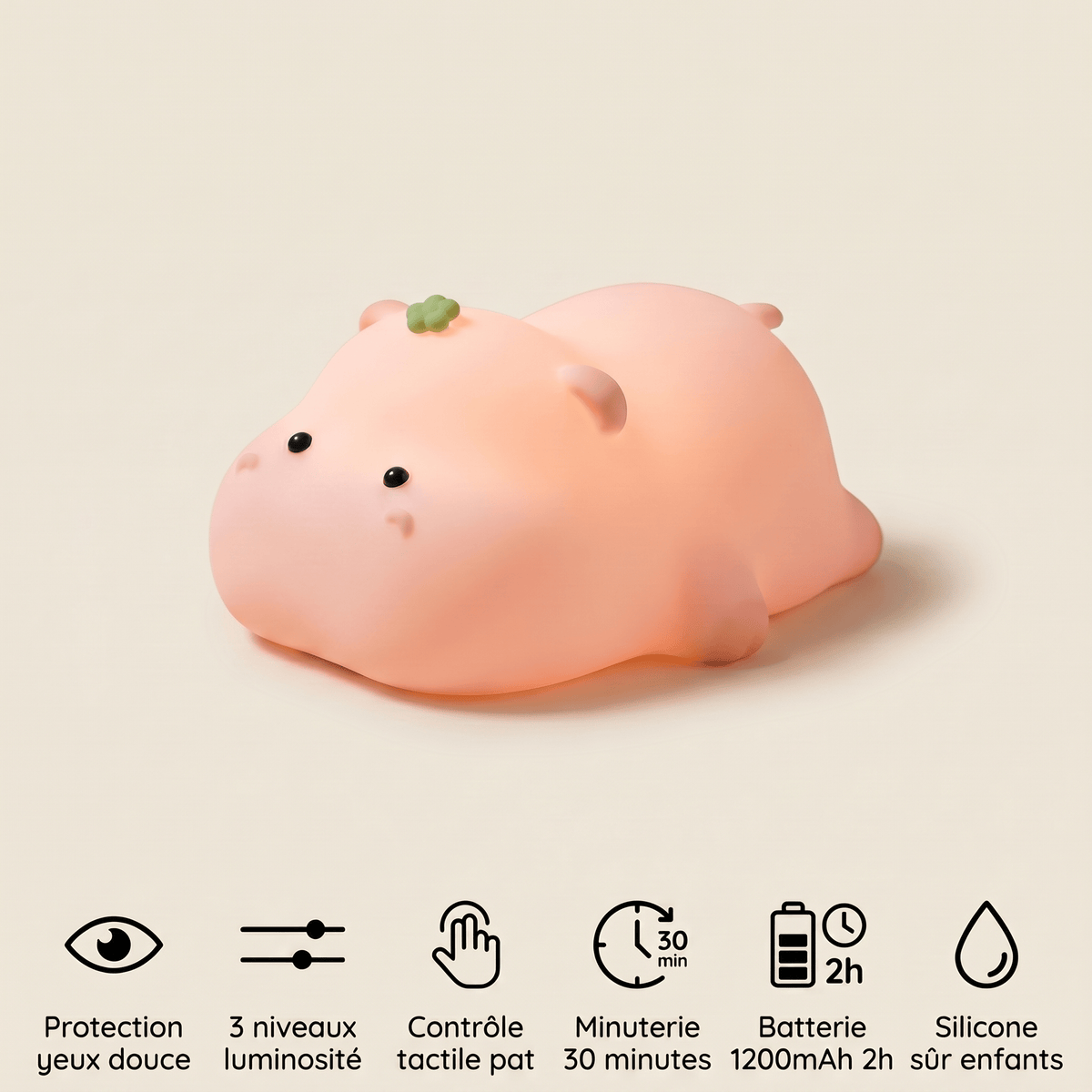 Veilleuse souple cochon rose LED Les Petites Loupiotes