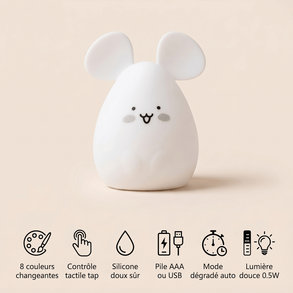 Veilleuse souris bébé LED Les Petites Loupiotes