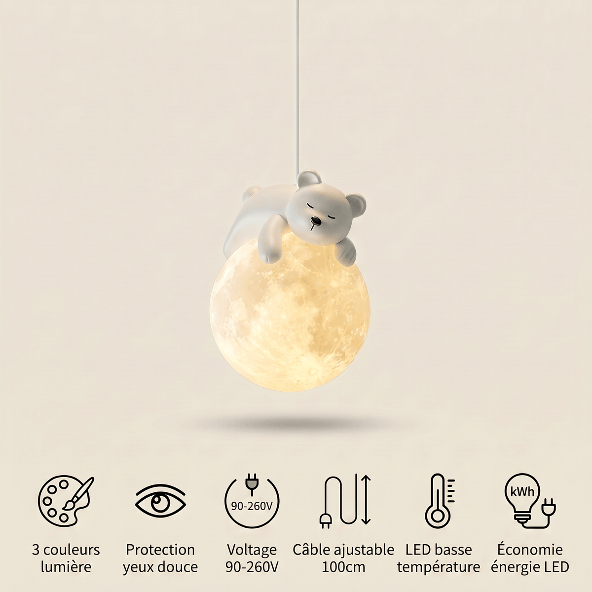 Veilleuse suspension luminaire ours LED Les Petites Loupiotes