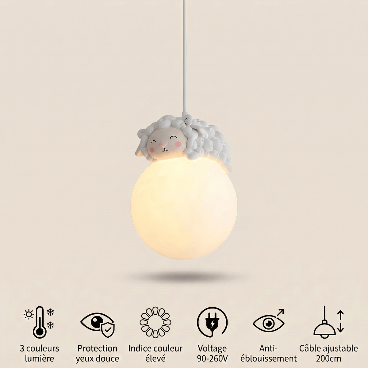 Veilleuse suspension mouton bébé LED Les Petites Loupiotes